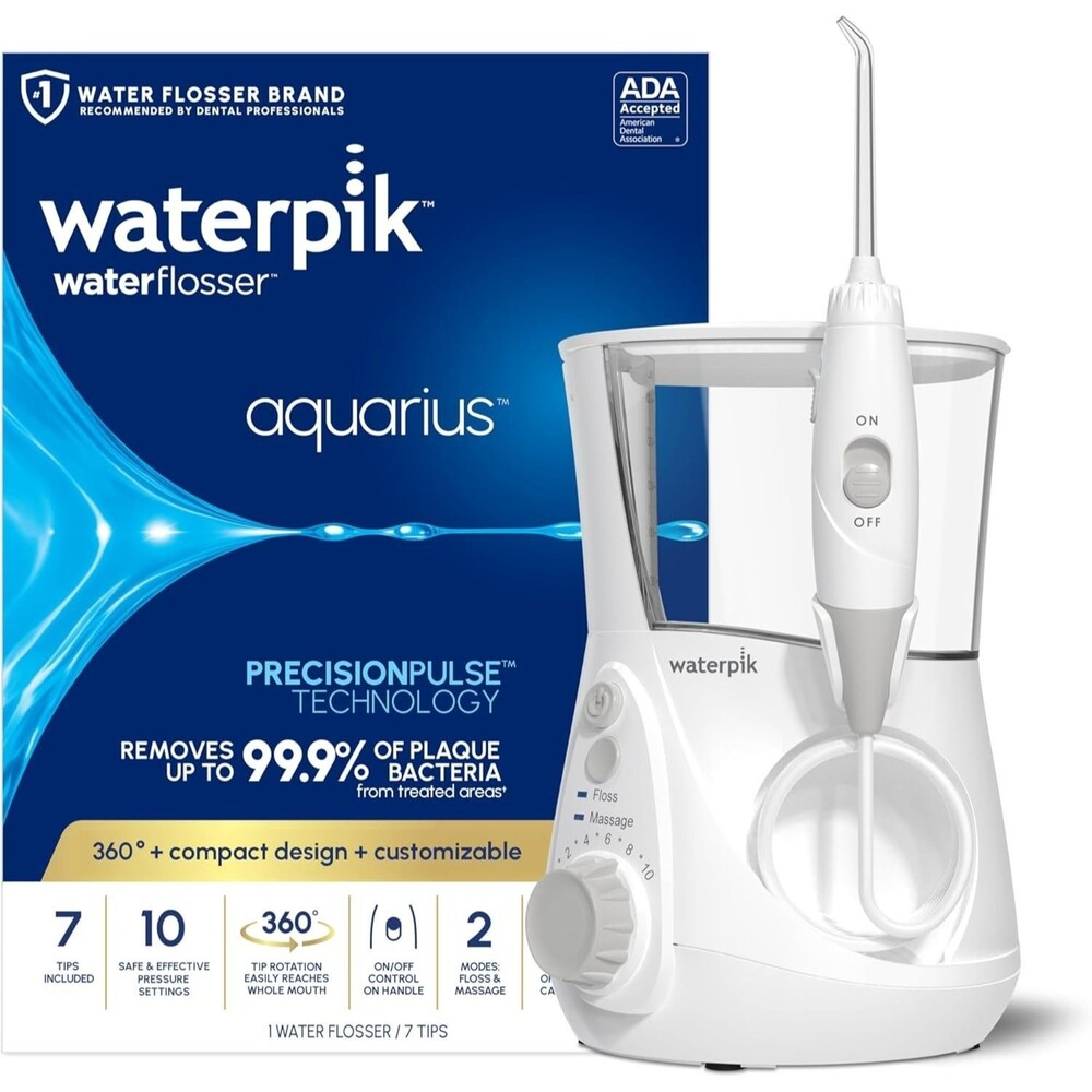 Waterpik Aquarius Water Flosser WP-660 White 10 Settings 7 Tips Sealed ADA Accep